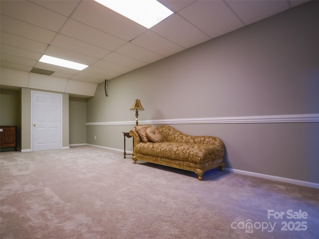 6620 Amos Smith Rd, Charlotte, NC 28214 - living area with carpet floors and a drop ceiling