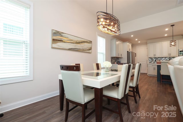 10240 Superb Ln, Charlotte, NC 28215 - dining area featuring dark wood-style floors, plenty of natural light, and recessed lighting