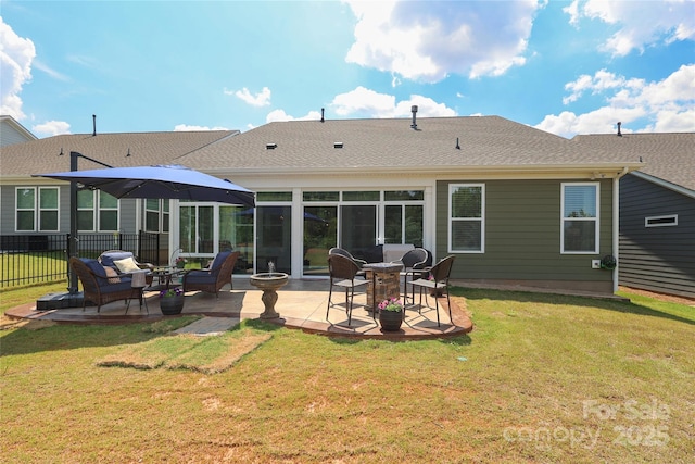 10240 Superb Ln, Charlotte, NC 28215 - rear view of house featuring a patio and a shingled roof