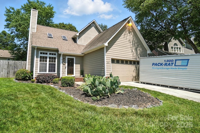 3325 Fortis Ln, Matthews, NC 28105 - view of front of property with a chimney, roof with shingles, and an attached garage