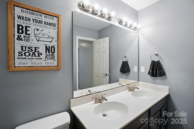 3325 Fortis Ln, Matthews, NC 28105 - bathroom with toilet and double vanity