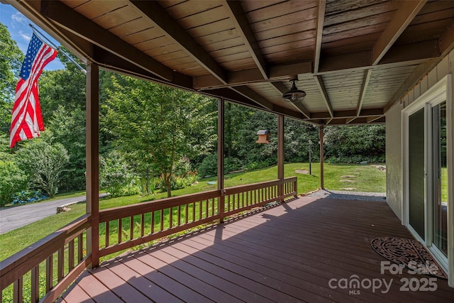 477 Locust Dr, Maggie Valley, NC 28751 - wooden deck with a lawn