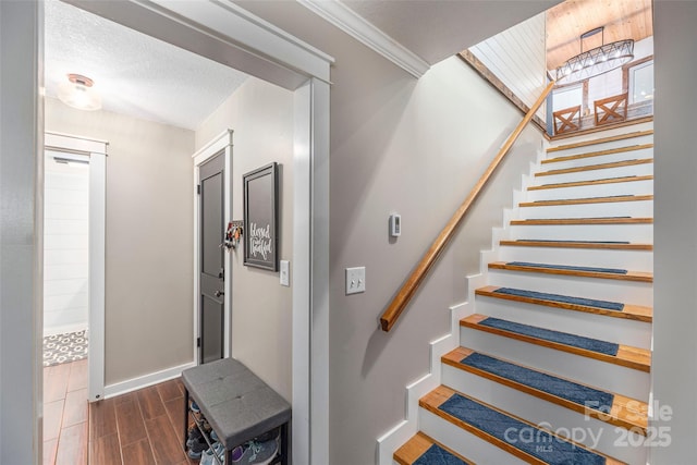 477 Locust Dr, Maggie Valley, NC 28751 - stairway featuring wood finish floors and baseboards