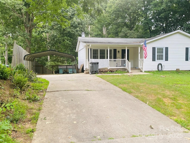 140 Hillside Dr, Salisbury, NC 28147 - view of front of house with a porch, concrete driveway, and a carport