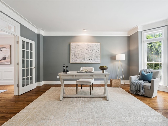 2103 Lytton Ln, Matthews, NC 28104 - home office with crown molding and wood finished floors