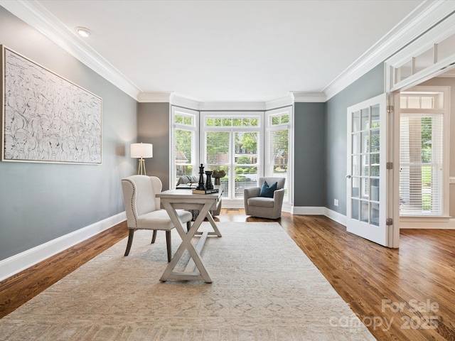 2103 Lytton Ln, Matthews, NC 28104 - office area with ornamental molding and wood finished floors
