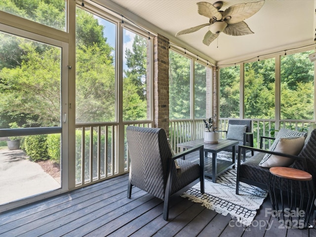 2103 Lytton Ln, Matthews, NC 28104 - sunroom / solarium featuring a ceiling fan