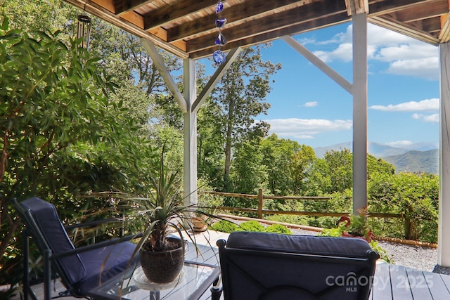 600 Summit Rdg Unit 34, Waynesville, NC 28786 - wooden deck featuring a mountain view