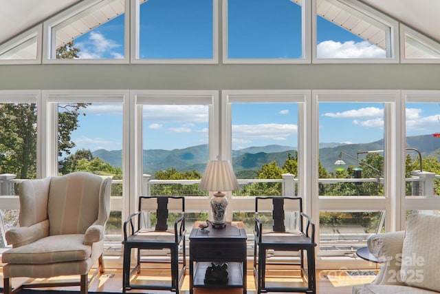 600 Summit Rdg Unit 34, Waynesville, NC 28786 - sunroom / solarium with a mountain view and vaulted ceiling