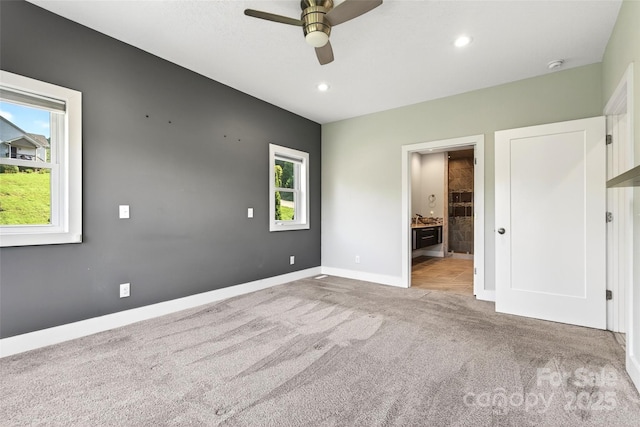 4 Stars Forever Dr, Black Mountain, NC 28711 - unfurnished bedroom with carpet flooring, recessed lighting, connected bathroom, and a ceiling fan