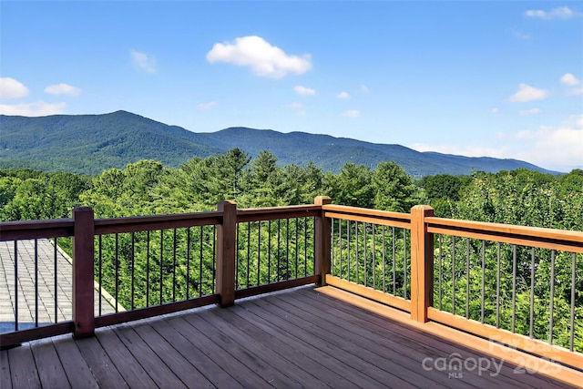 4 Stars Forever Dr, Black Mountain, NC 28711 - wooden deck with a mountain view and a wooded view
