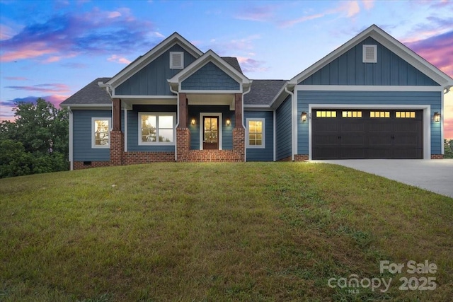 18 Morningside Dr, Granite Falls, NC 28630 - craftsman inspired home with board and batten siding, a garage, a lawn, and concrete driveway