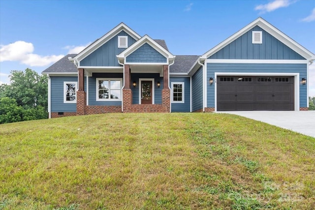 18 Morningside Dr, Granite Falls, NC 28630 - craftsman-style house with board and batten siding, an attached garage, a front yard, and concrete driveway