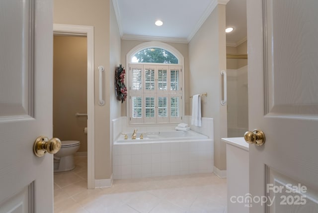 1503 Jack White Dr, Rock Hill, SC 29732 - bathroom featuring crown molding, a bath, and tile patterned flooring