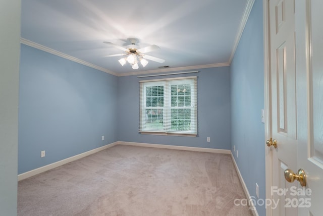 1503 Jack White Dr, Rock Hill, SC 29732 - empty room featuring light carpet, crown molding, and ceiling fan