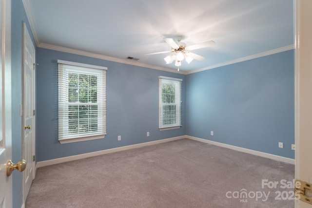 1503 Jack White Dr, Rock Hill, SC 29732 - carpeted spare room featuring ornamental molding and a ceiling fan