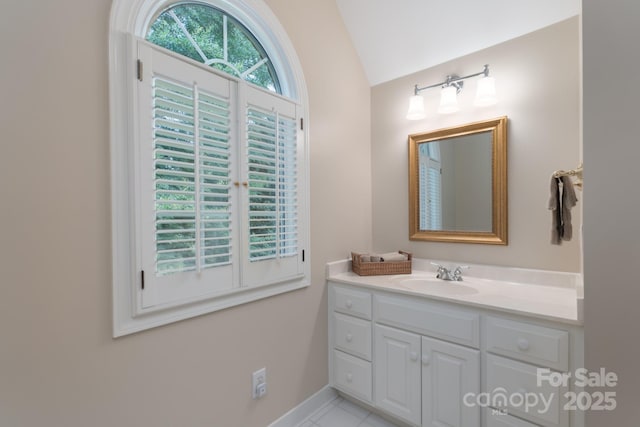 1503 Jack White Dr, Rock Hill, SC 29732 - bathroom featuring vanity and lofted ceiling