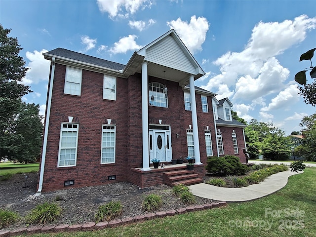 509 E Main St, Rockwell, NC 28138 - neoclassical / greek revival house with brick siding and a front yard