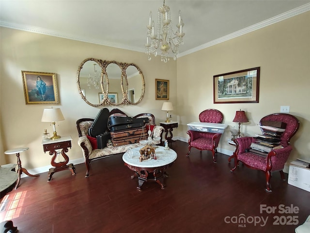 509 E Main St, Rockwell, NC 28138 - living room with a chandelier, wood finished floors, and ornamental molding
