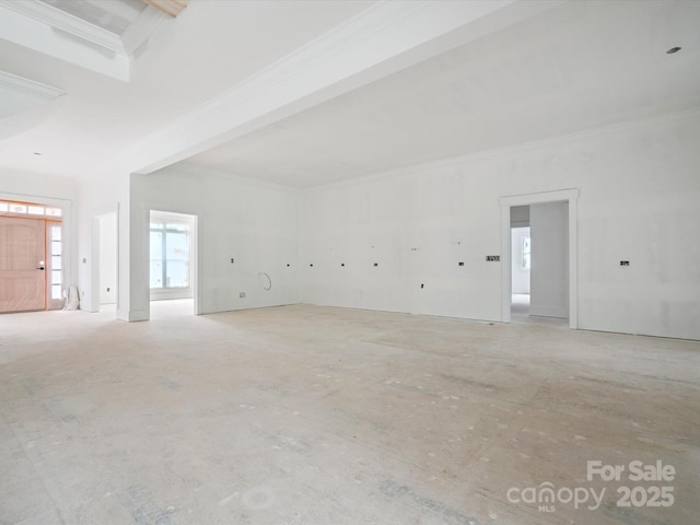 8018 Fairmont Dr, Waxhaw, NC 28173 - unfurnished living room featuring ornamental molding