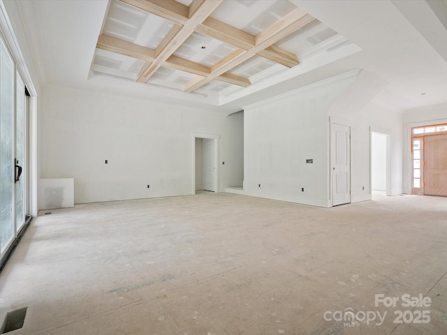 8018 Fairmont Dr, Waxhaw, NC 28173 - unfurnished room featuring coffered ceiling and beamed ceiling