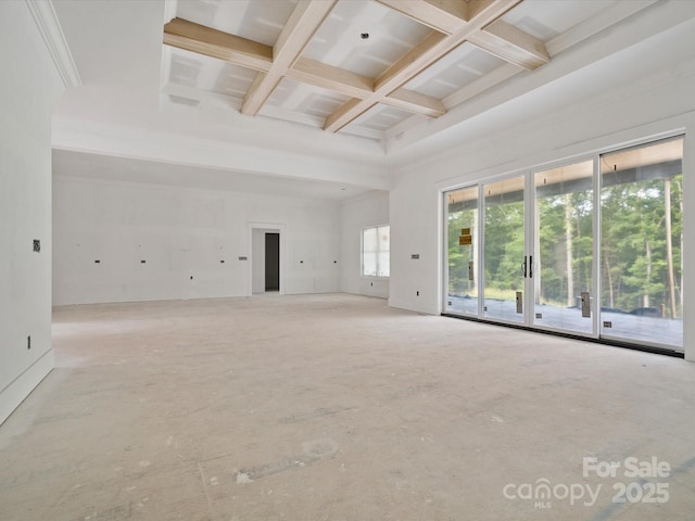 8018 Fairmont Dr, Waxhaw, NC 28173 - spare room featuring beam ceiling and coffered ceiling