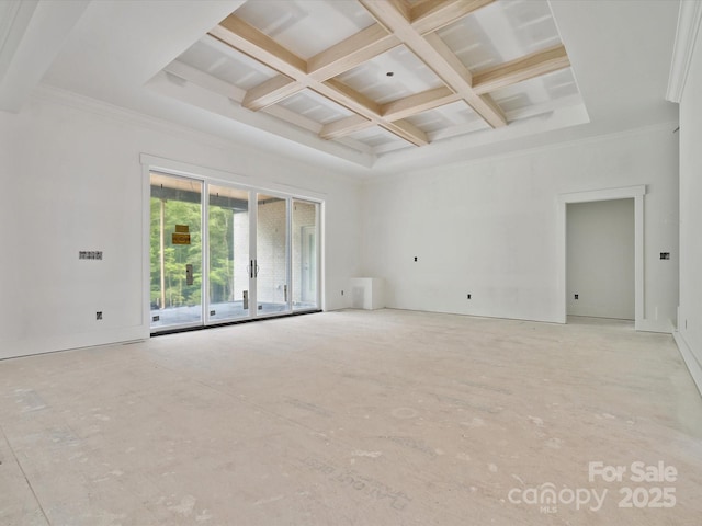 8018 Fairmont Dr, Waxhaw, NC 28173 - empty room featuring coffered ceiling and beamed ceiling