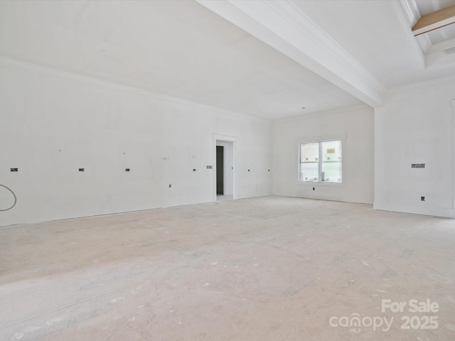 8018 Fairmont Dr, Waxhaw, NC 28173 - spare room featuring ornamental molding and beamed ceiling