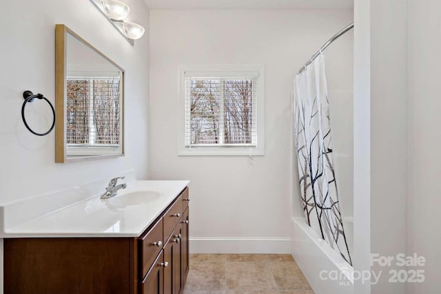 244 Timberlake Rd, Bostic, NC 28018 - full bathroom featuring vanity, shower / bathtub combination with curtain, and tile patterned flooring