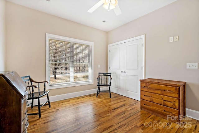 244 Timberlake Rd, Bostic, NC 28018 - sitting room featuring a ceiling fan and wood finished floors