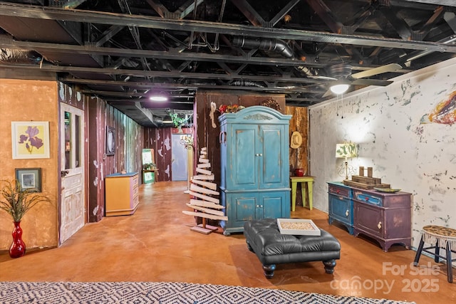 724 Teeter Rd, Mooresville, NC 28115 - basement with ceiling fan
