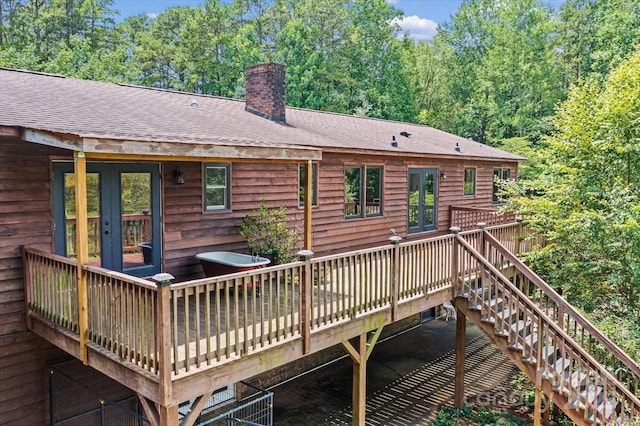 724 Teeter Rd, Mooresville, NC 28115 - wooden terrace featuring french doors and stairway