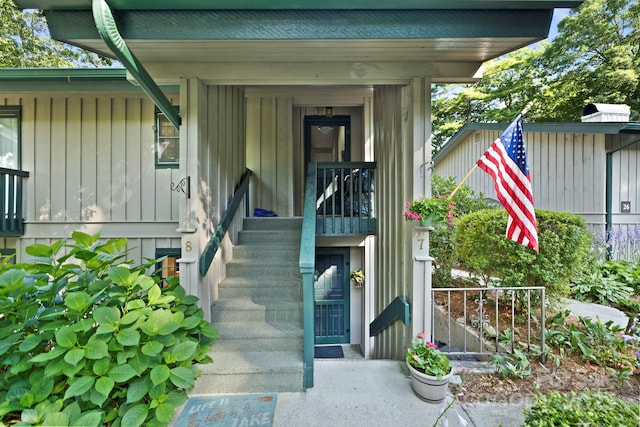 28 Toxaway Pt Unit B7, Lake Toxaway, NC 28747 - property entrance with board and batten siding