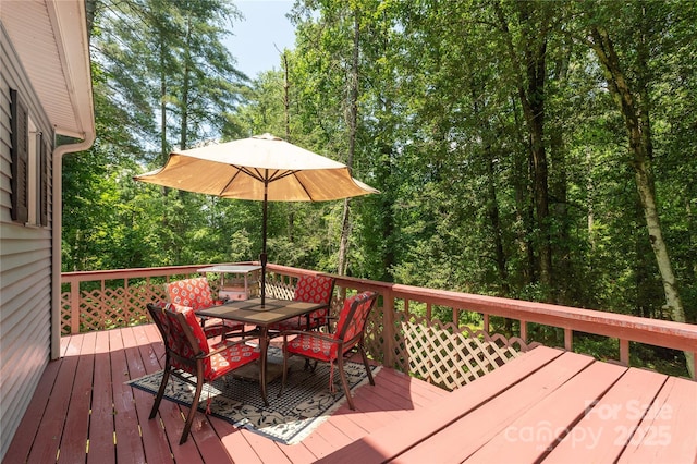 227 Acorn Ln, Pisgah Forest, NC 28768 - wooden deck featuring outdoor dining space