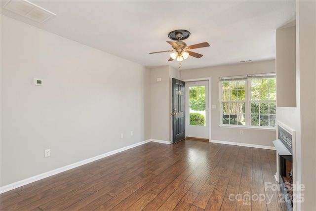 256 Farington Cir Unit 128, Fletcher, NC 28732 - unfurnished living room with ceiling fan and dark wood-style floors