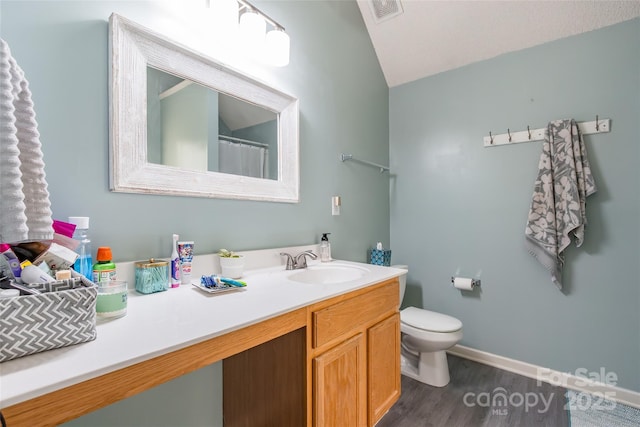 1274 Winding Path Rd, Clover, SC 29710 - full bath with vanity, lofted ceiling, and wood finished floors