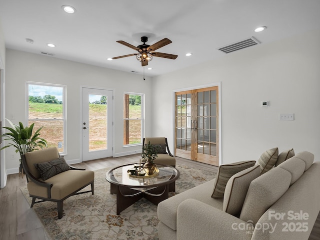 174 Charlie Randall Rd, Lawndale, NC 28090 - living area featuring plenty of natural light, wood finished floors, recessed lighting, and a ceiling fan