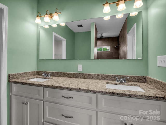 174 Charlie Randall Rd, Lawndale, NC 28090 - full bathroom featuring double vanity and tiled shower