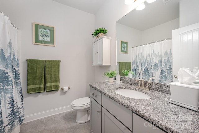 7718 Village Pkwy, Locust, NC 28097 - bathroom with vanity, tile patterned floors, and a shower with curtain