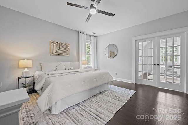 8225 Ballymore Ct, Huntersville, NC 28078 - bedroom with french doors, wood finished floors, and ceiling fan