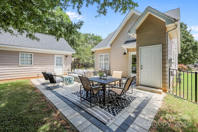 8225 Ballymore Ct, Huntersville, NC 28078 - wooden deck with a patio, outdoor lounge area, and outdoor dining area