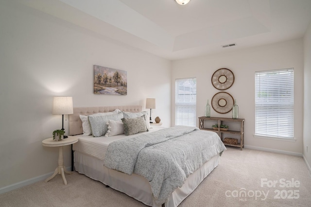 734 Naramore St, Davidson, NC 28036 - bedroom featuring light carpet and a raised ceiling