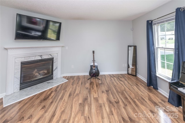 2085 Chapel Creek Rd SW, Concord, NC 28025 - unfurnished living room featuring wood finished floors, plenty of natural light, and a high end fireplace