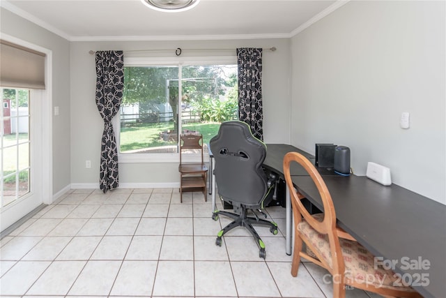 2085 Chapel Creek Rd SW, Concord, NC 28025 - office with ornamental molding and light tile patterned floors