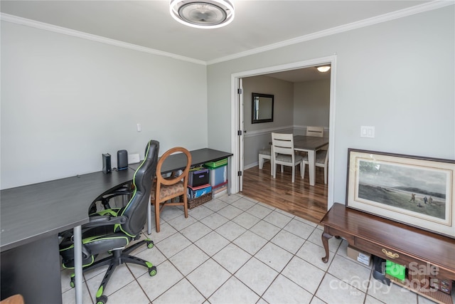 2085 Chapel Creek Rd SW, Concord, NC 28025 - home office with ornamental molding and light tile patterned floors