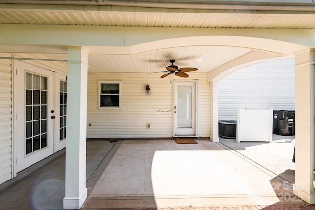 2085 Chapel Creek Rd SW, Concord, NC 28025 - view of patio / terrace with ceiling fan and french doors