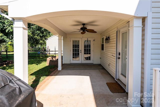 2085 Chapel Creek Rd SW, Concord, NC 28025 - view of patio / terrace with french doors and a ceiling fan