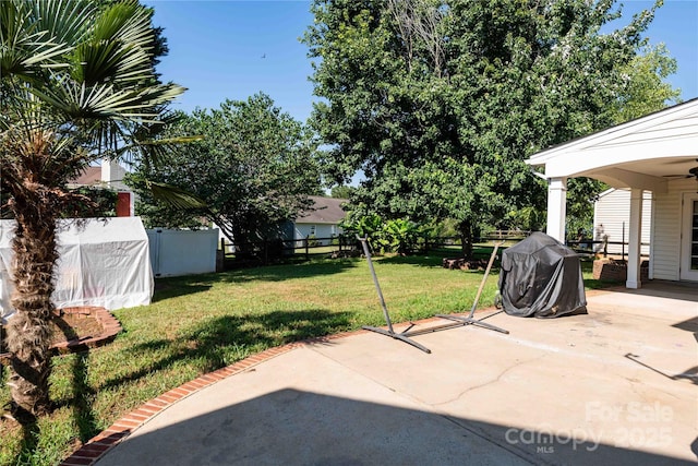 2085 Chapel Creek Rd SW, Concord, NC 28025 - view of patio with a grill and a ceiling fan
