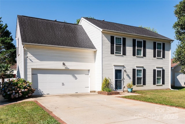 2085 Chapel Creek Rd SW, Concord, NC 28025 - colonial house with concrete driveway, a garage, and a front yard