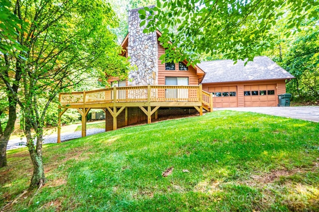 366 Charlois St, Hudson, NC 28638 - chalet / cabin with a front lawn and a wooden deck